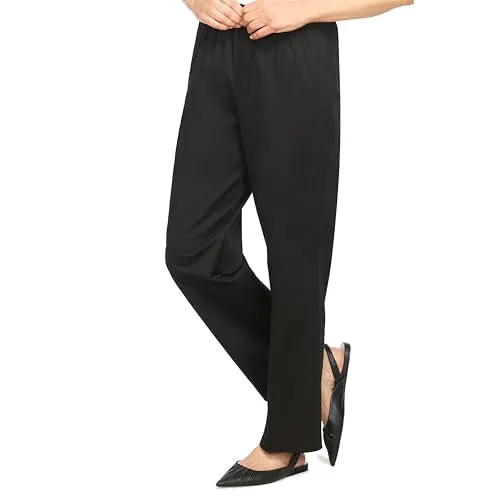 Alfred Dunner Women's All Around Elastic Waist Cotton Short Twill Pants, Black, 8