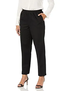 Alfred Dunner Women's All Around Elastic Waist Cotton Short Twill Pants, Black, 8