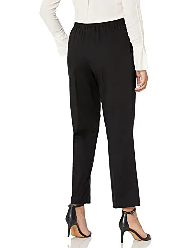 Alfred Dunner Women's All Around Elastic Waist Cotton Short Twill Pants, Black, 8