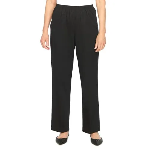 Alfred Dunner Women's All Around Elastic Waist Cotton Short Twill Pants, Black, 8