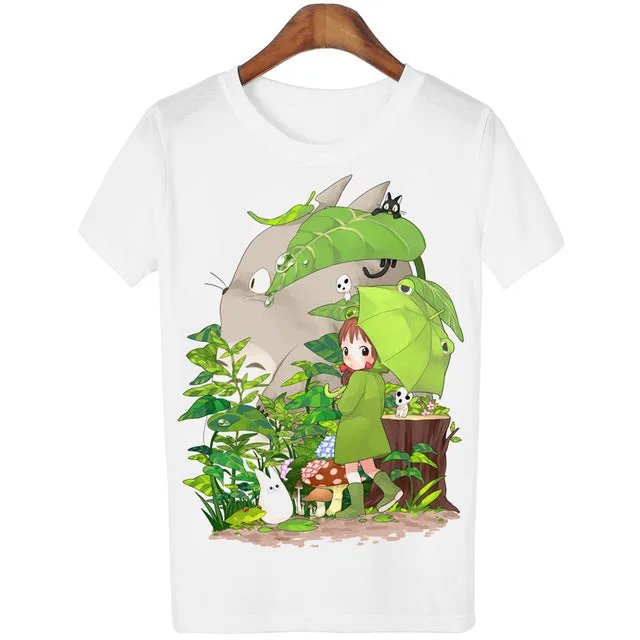 Casual T-shirt Women T Shirt Harajuku Totoro Print Camisetas Mujer Tops o-neck tshirt Cute Tees Femme