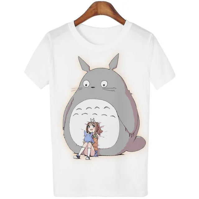 Casual T-shirt Women T Shirt Harajuku Totoro Print Camisetas Mujer Tops o-neck tshirt Cute Tees Femme