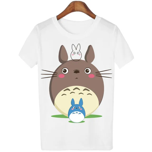 Casual T-shirt Women T Shirt Harajuku Totoro Print Camisetas Mujer Tops o-neck tshirt Cute Tees Femme