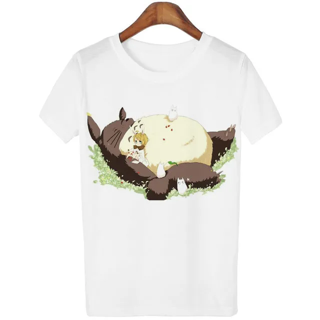 Casual T-shirt Women T Shirt Harajuku Totoro Print Camisetas Mujer Tops o-neck tshirt Cute Tees Femme