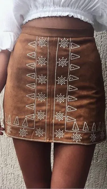 Clearance Bohemian Style Print High Waist Bodycon Mini Skirt