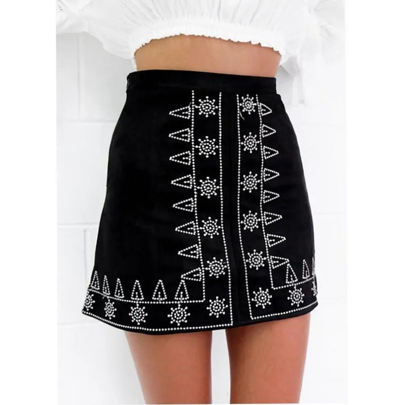 Clearance Bohemian Style Print High Waist Bodycon Mini Skirt