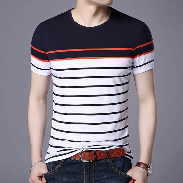 Color Contrasting Horizontal Striped Tees