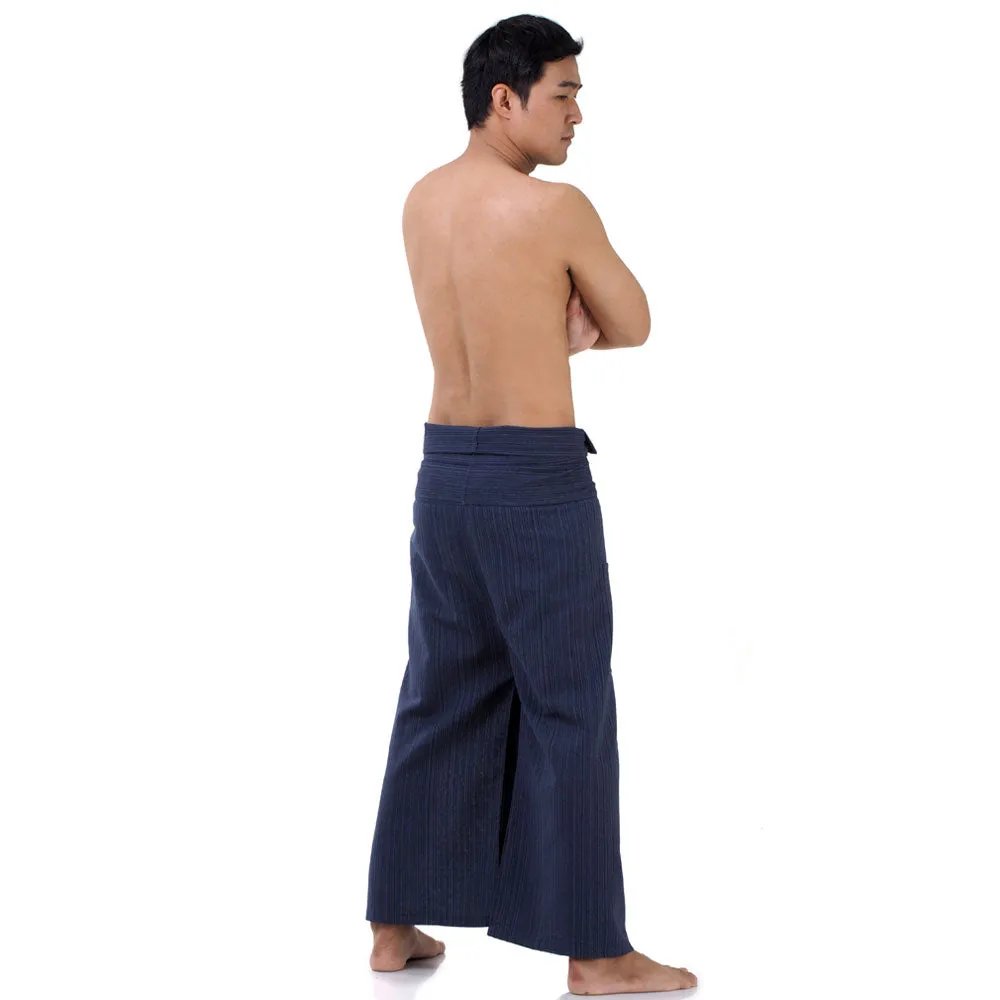 Deep Sea Blue Men's Pinstripe Thai Fisherman Pants