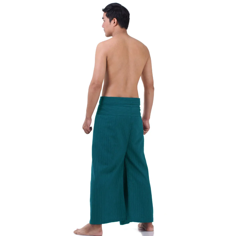 Deep Sea Blue Men's Pinstripe Thai Fisherman Pants