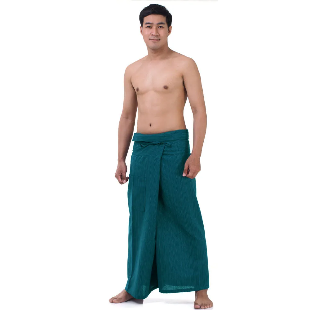 Deep Sea Blue Men's Pinstripe Thai Fisherman Pants