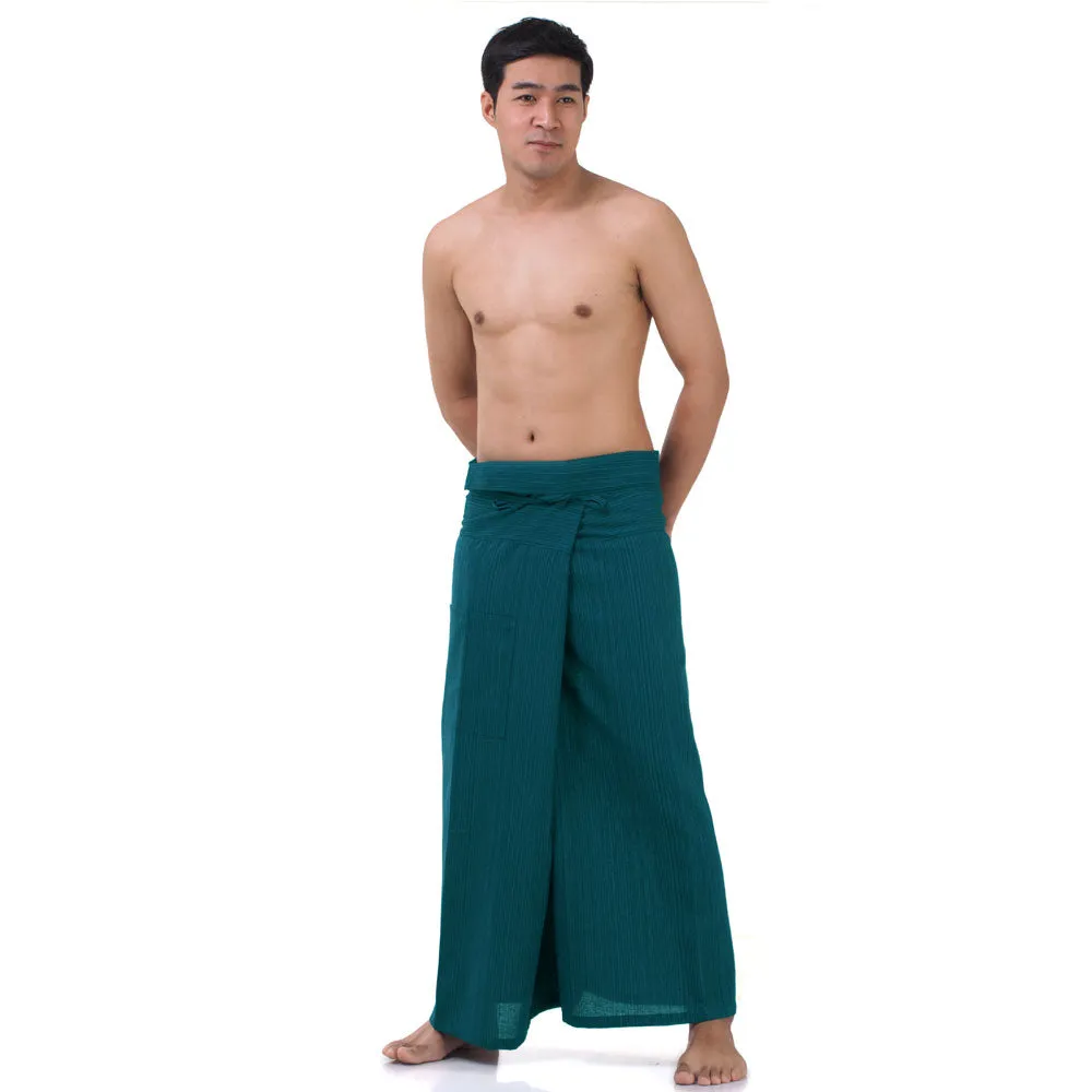 Deep Sea Blue Men's Pinstripe Thai Fisherman Pants