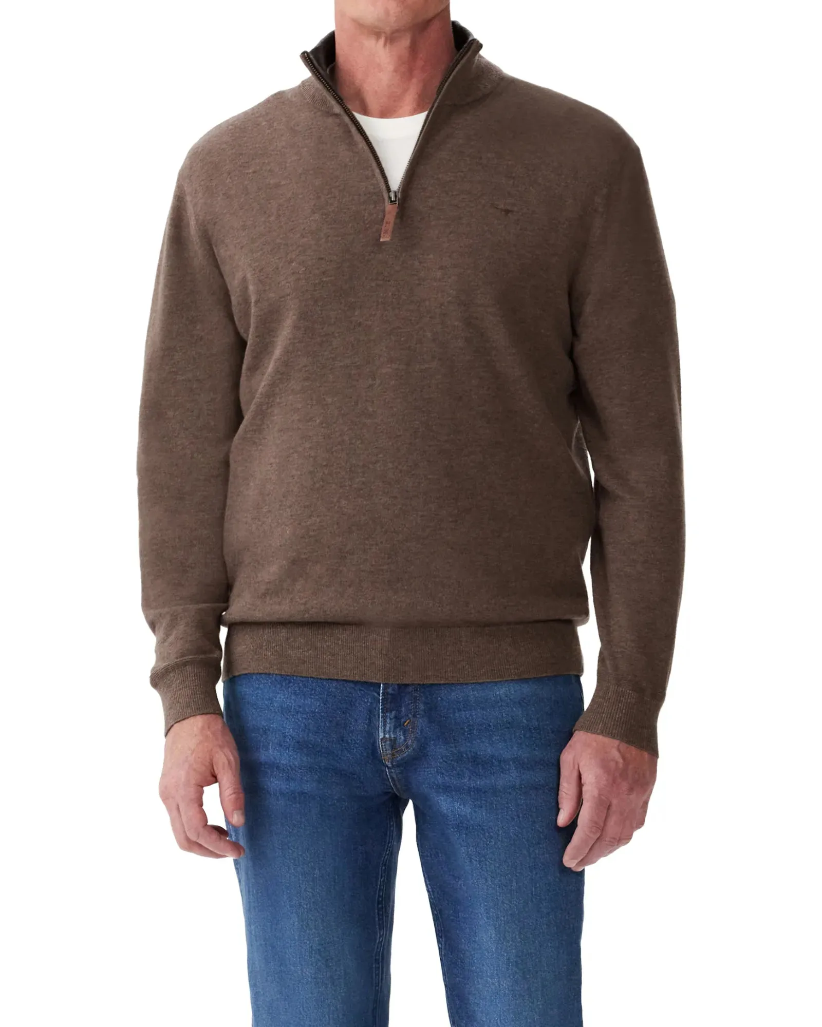 Ernest 1/4 Zip Knitted Sweater - Nutmeg