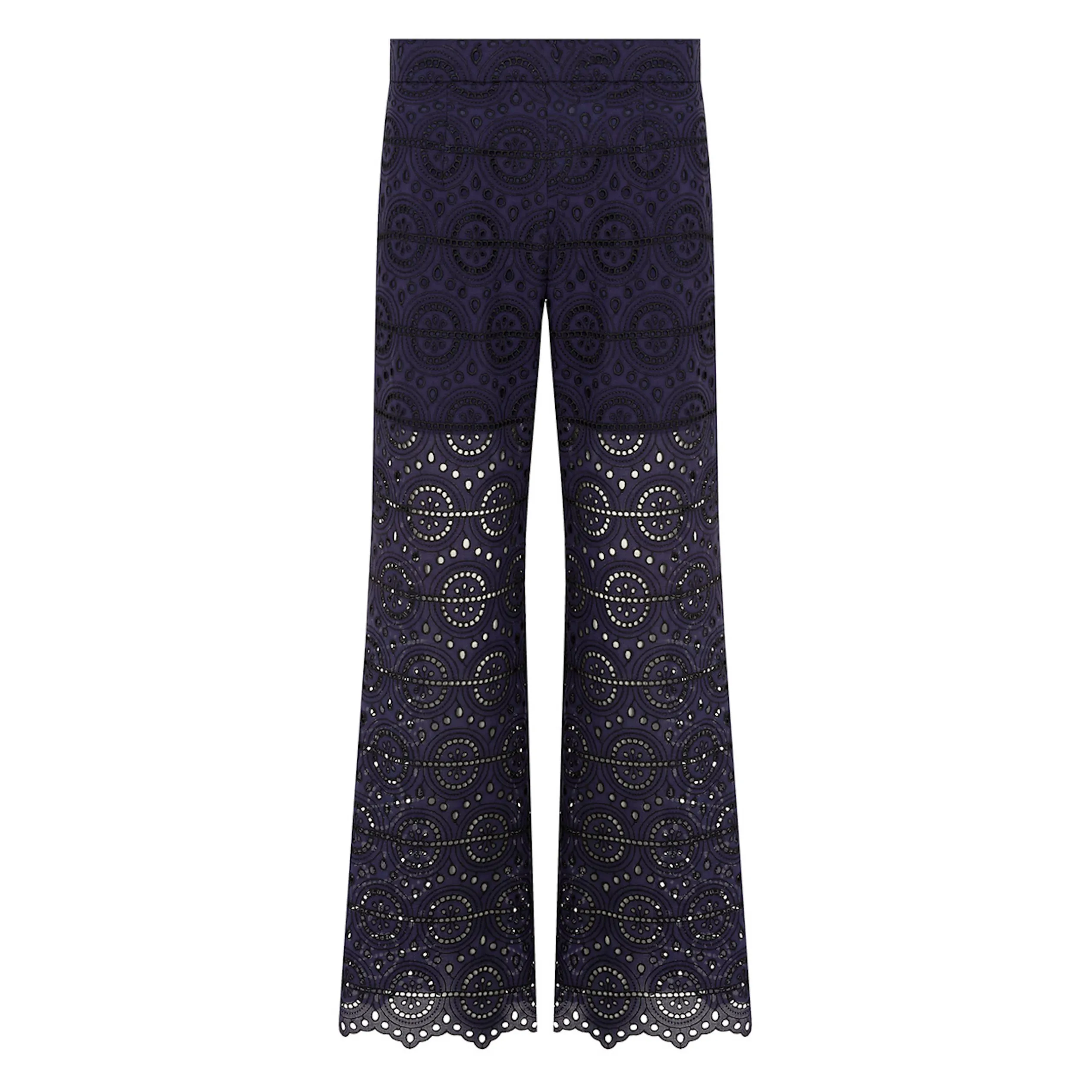 Eyelet Sheer Pants - Navy with Black Stitching