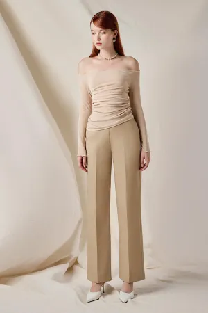 Fancy Straight Ribbed Cotton Ankle Length Pants