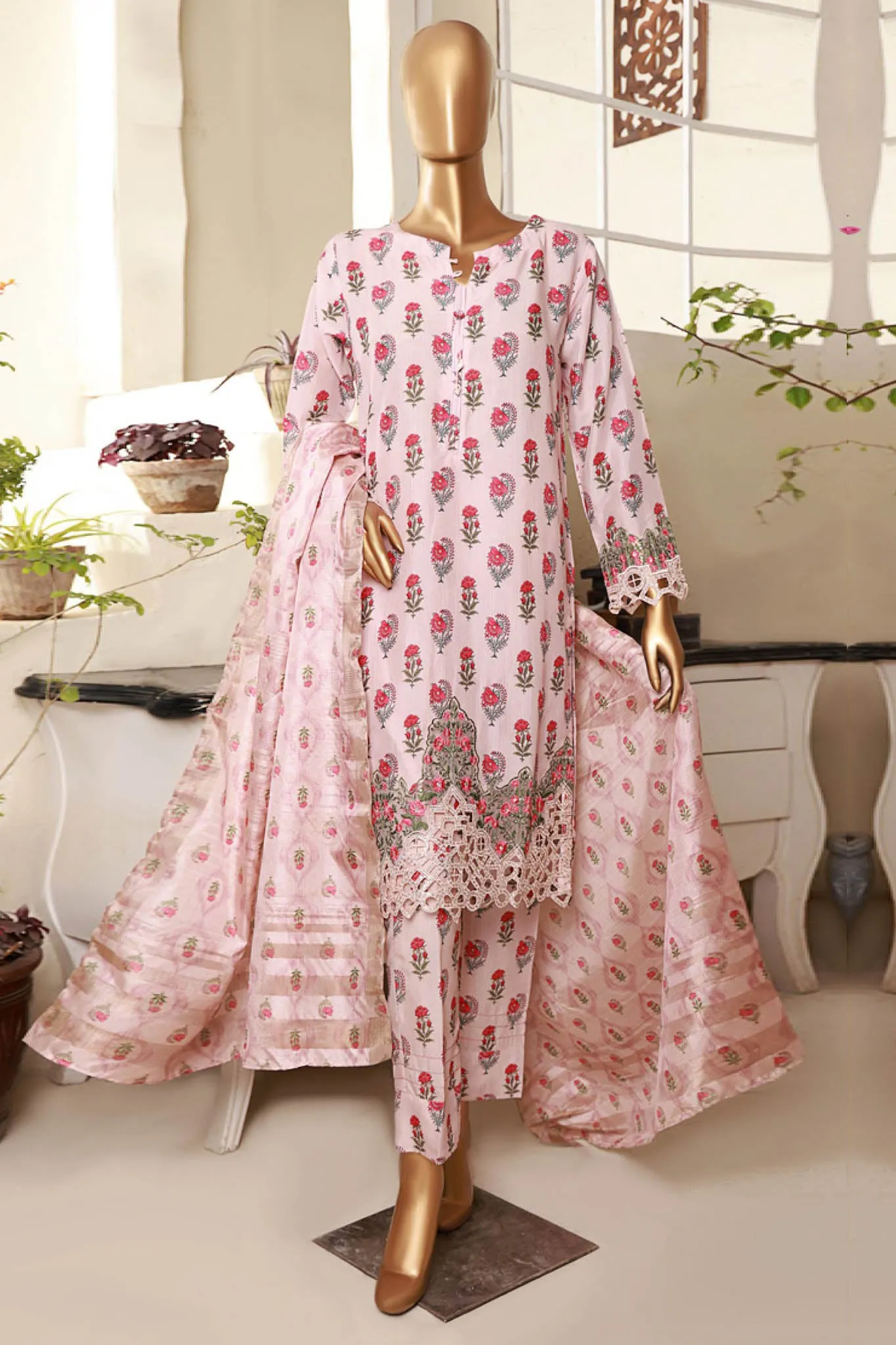 Florence By HZ Stitched 3 Piece Printed & Emb Raw Silk Collection'2024-RRE-02