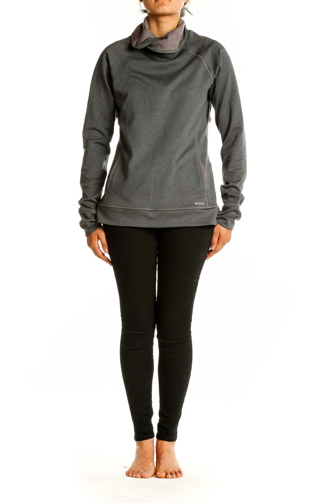 Gray Cowl Neck Athletic Pullover