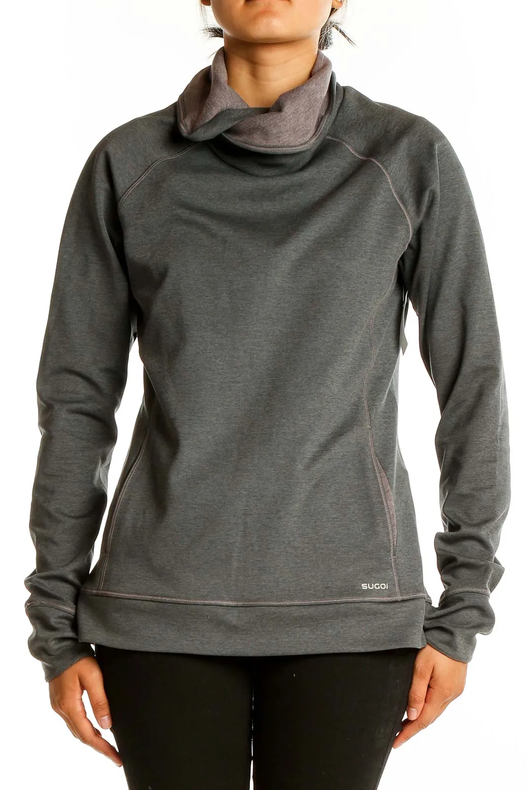 Gray Cowl Neck Athletic Pullover