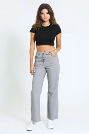 HIGH RISE WIDE LEG PANT - MINK ENZYME