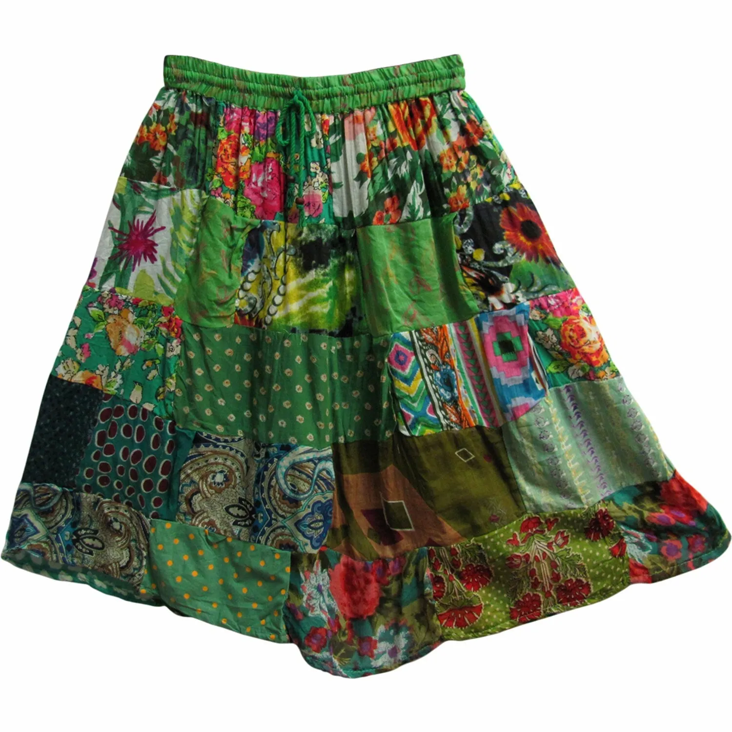 Indian Bohemian Gypsy Vintage Cotton Mid Length boho mini patch work fair trade short Skirt