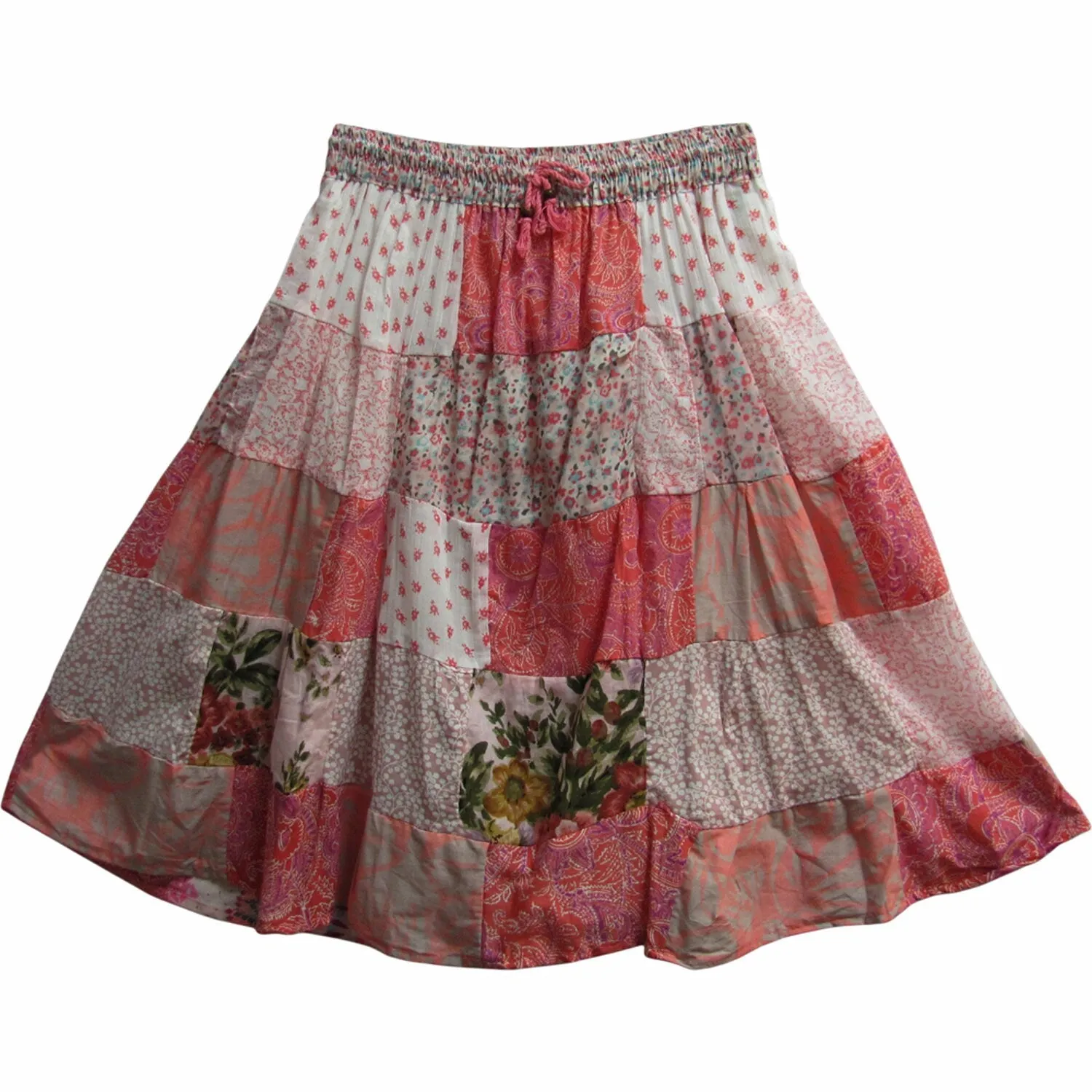 Indian Bohemian Gypsy Vintage Cotton Mid Length boho mini patch work fair trade short Skirt