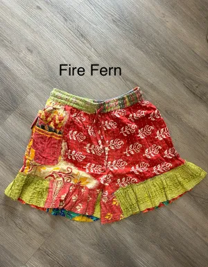 Kantha Sunrise "Fire Fern" Shorts by Jaded Gypsy