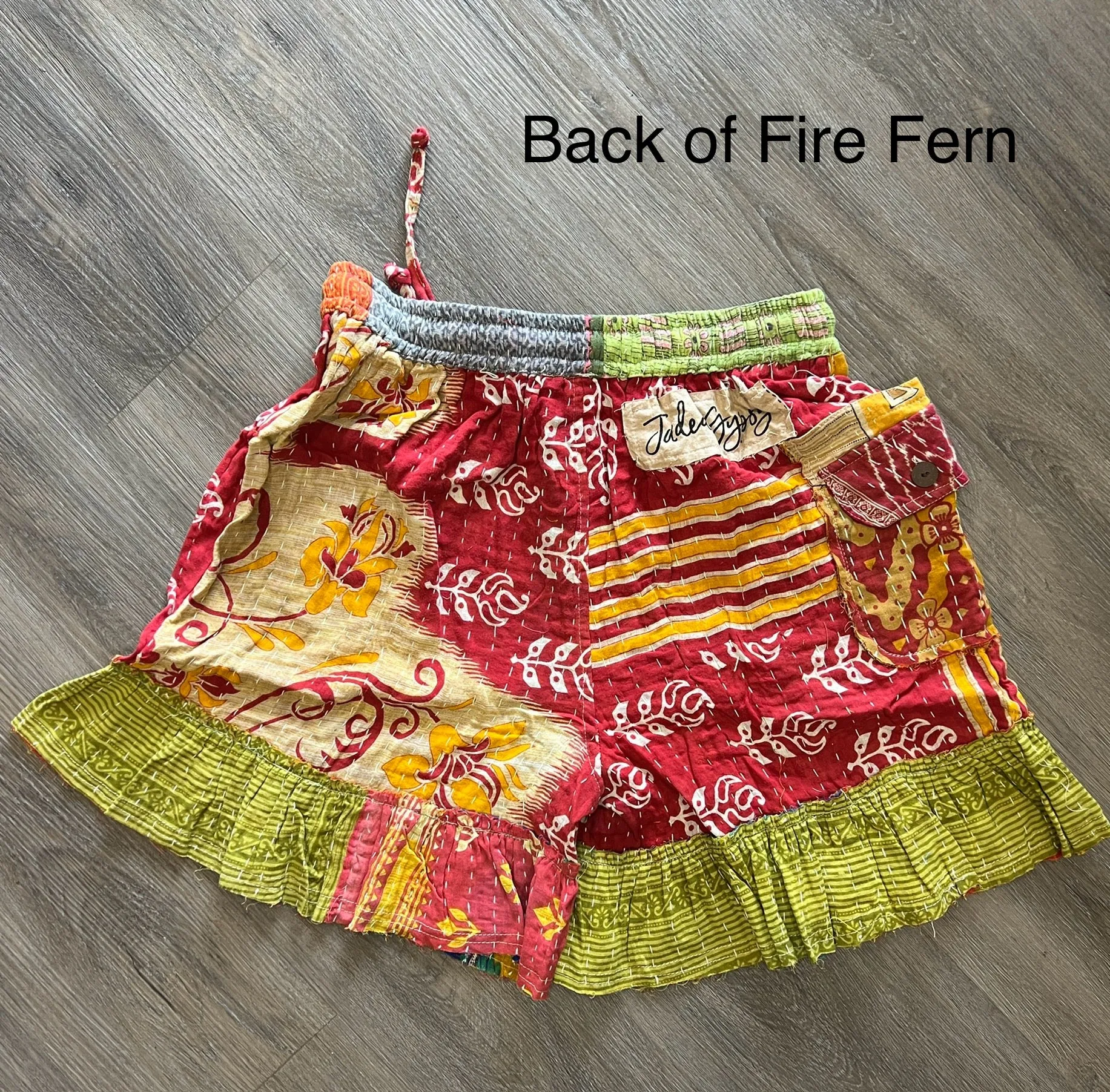 Kantha Sunrise "Fire Fern" Shorts by Jaded Gypsy