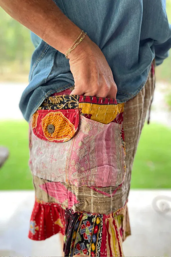 Kantha Sunrise "Fire Fern" Shorts by Jaded Gypsy