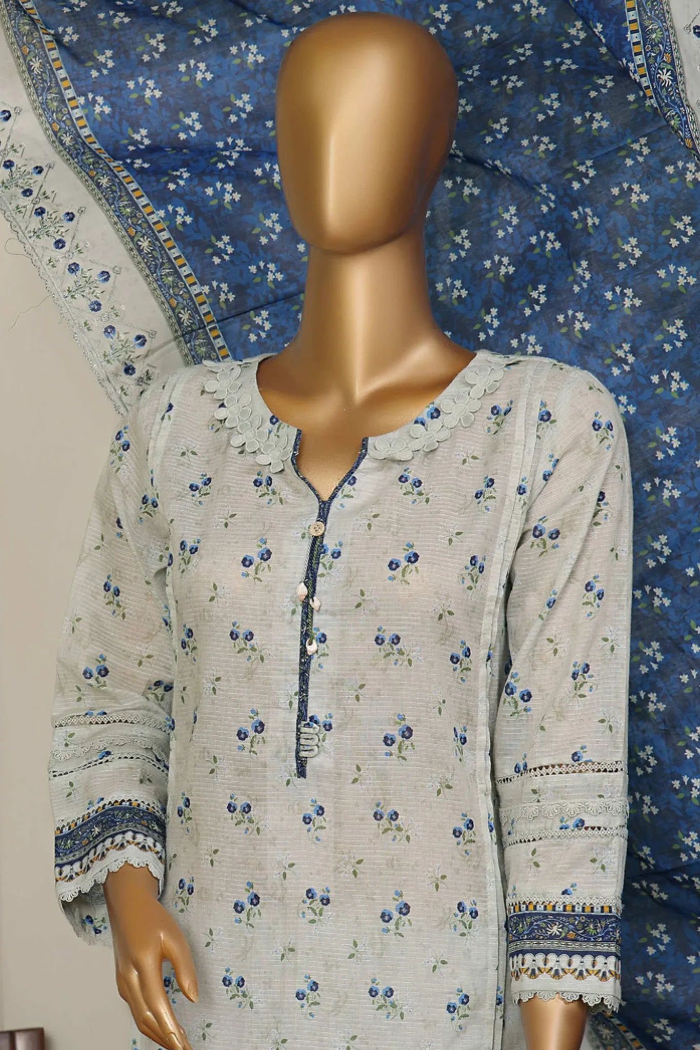 Lacekari Intermix By HZ Stitched 3 Piece Doriya Cotton Lawn Collection'2024-PDL-709