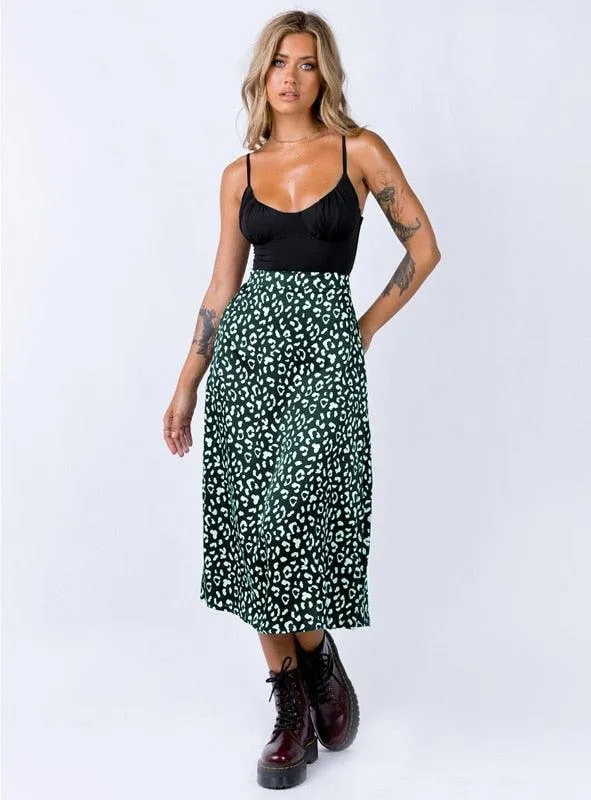 Leopard Print Chiffon Split Skirt