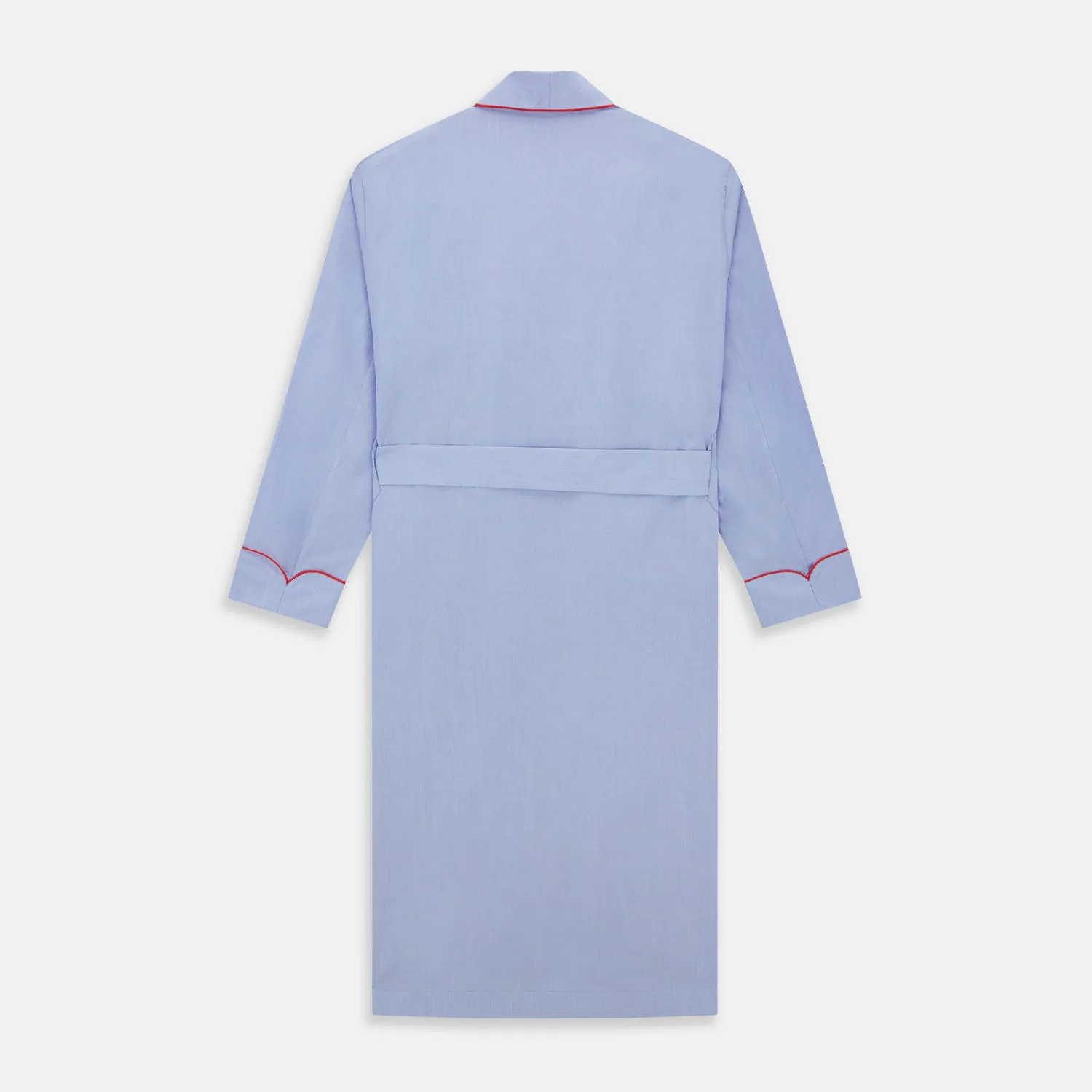 Light Blue Piped End-On-End Cotton Gown