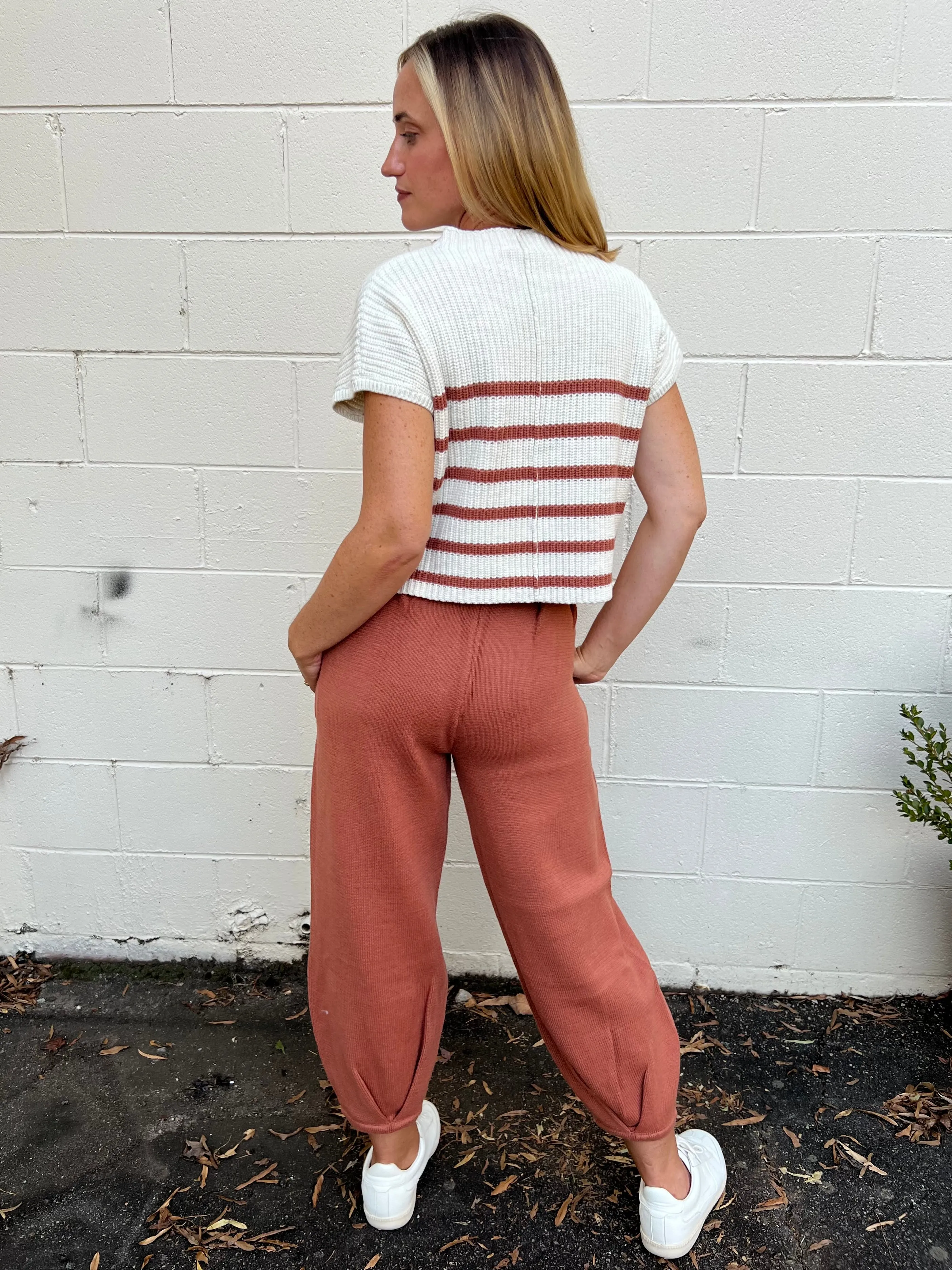 Lost In Time Knit Waist Tie Pants