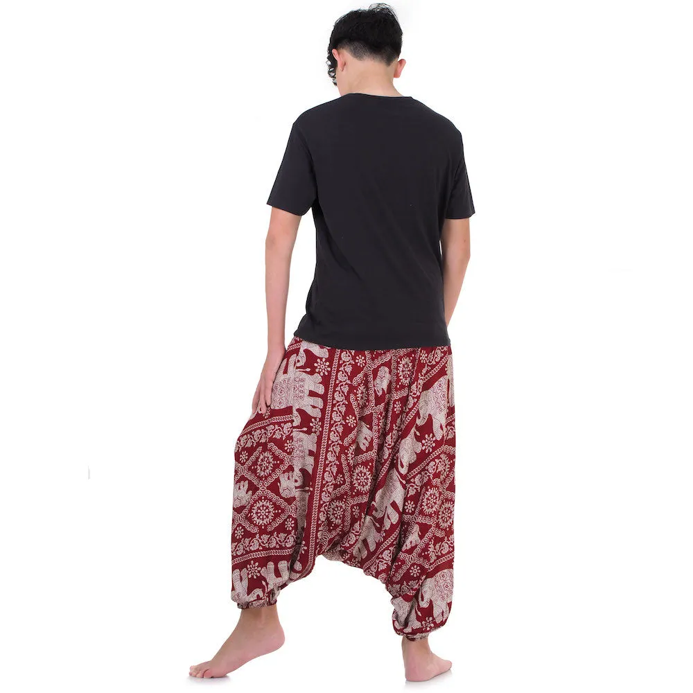 Men's Drop Crotch Elephant Harem Pants Blue