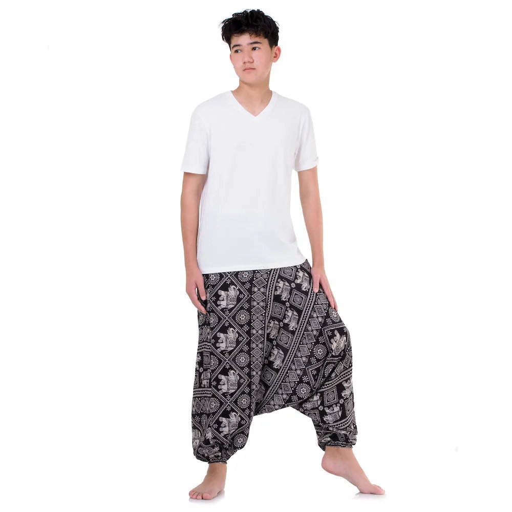 Men's Drop Crotch Elephant Harem Pants Blue