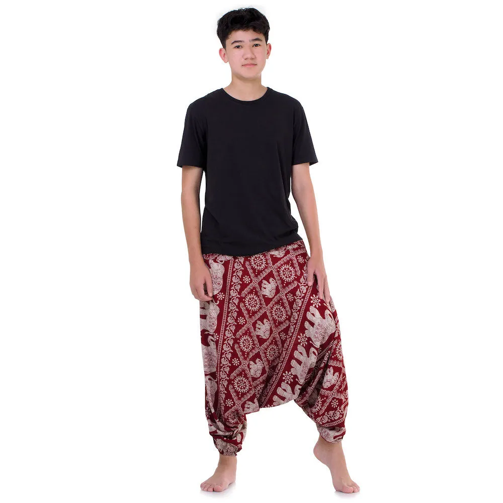 Men's Drop Crotch Elephant Harem Pants Blue