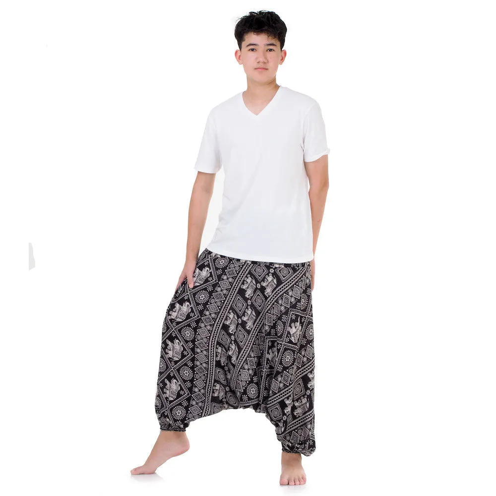 Men's Drop Crotch Elephant Harem Pants Blue