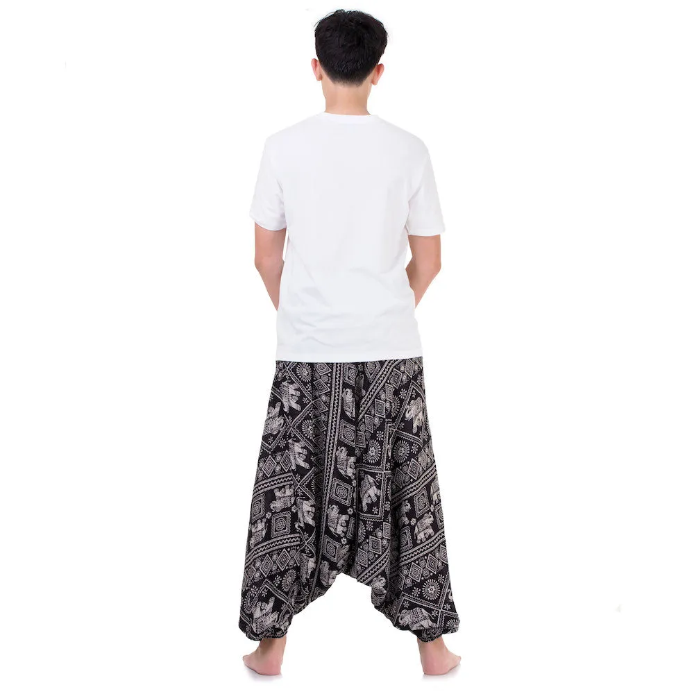 Men's Drop Crotch Elephant Harem Pants Blue