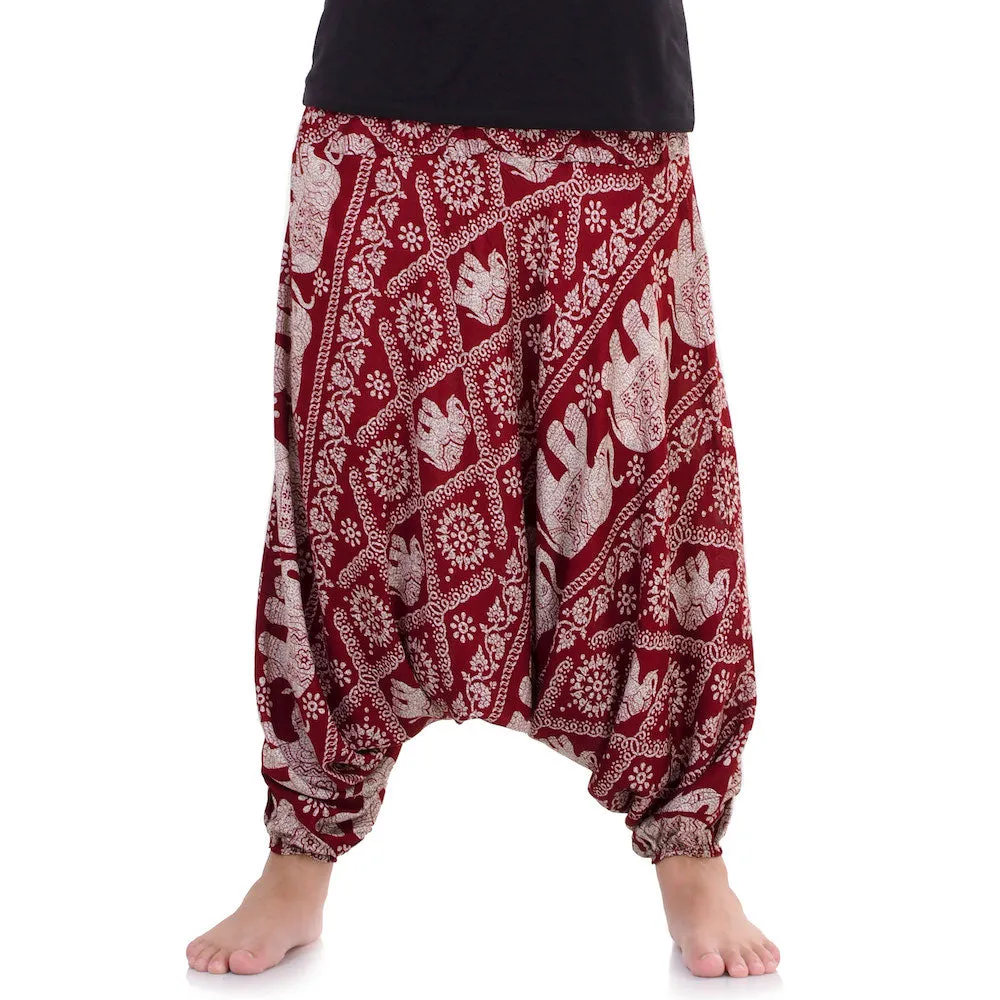 Men's Drop Crotch Elephant Harem Pants Blue