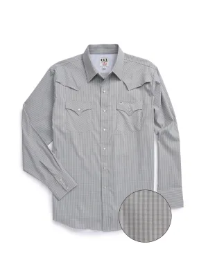 Men's Ely Cattleman Pro Long Sleeve Stretch Outdoor Western Shirt- Gray Check