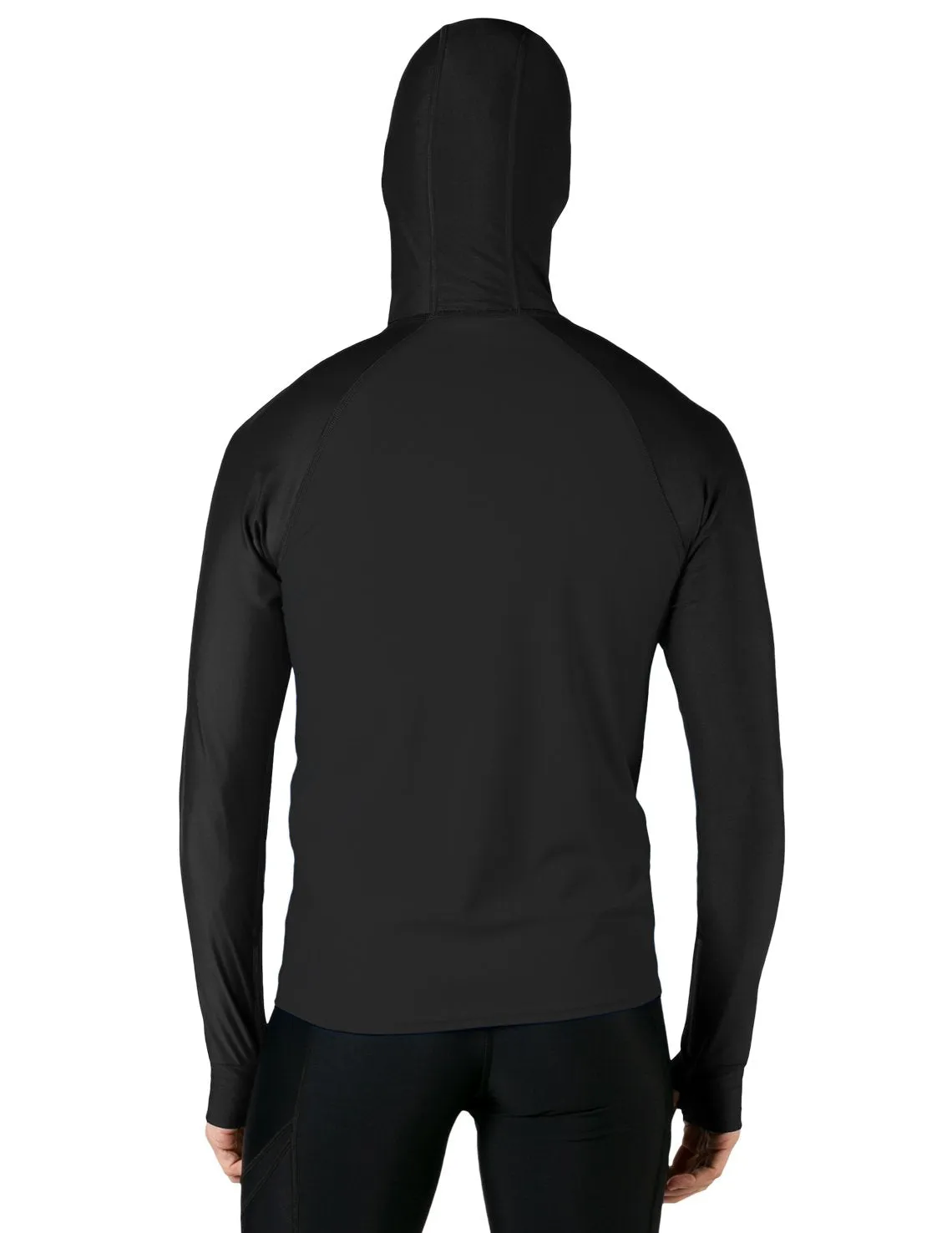 Men's  Swim Crest Rash Guard with Fitted Hoodie - Black