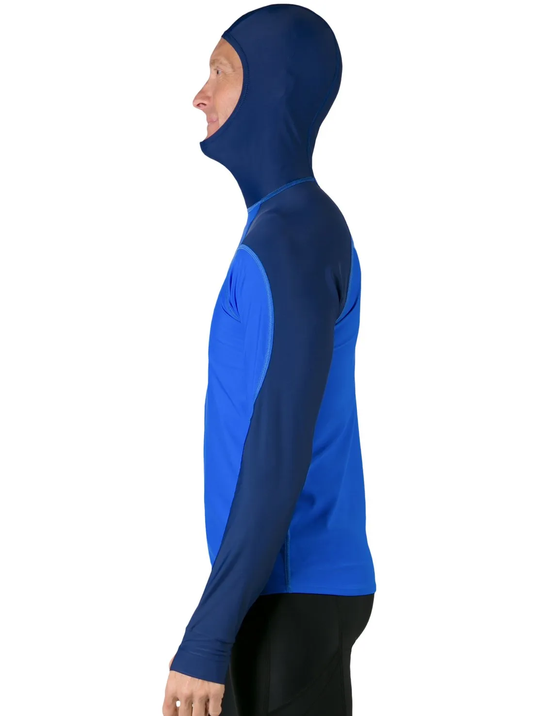 Men's  Swim Crest Rash Guard with Fitted Hoodie - Navy