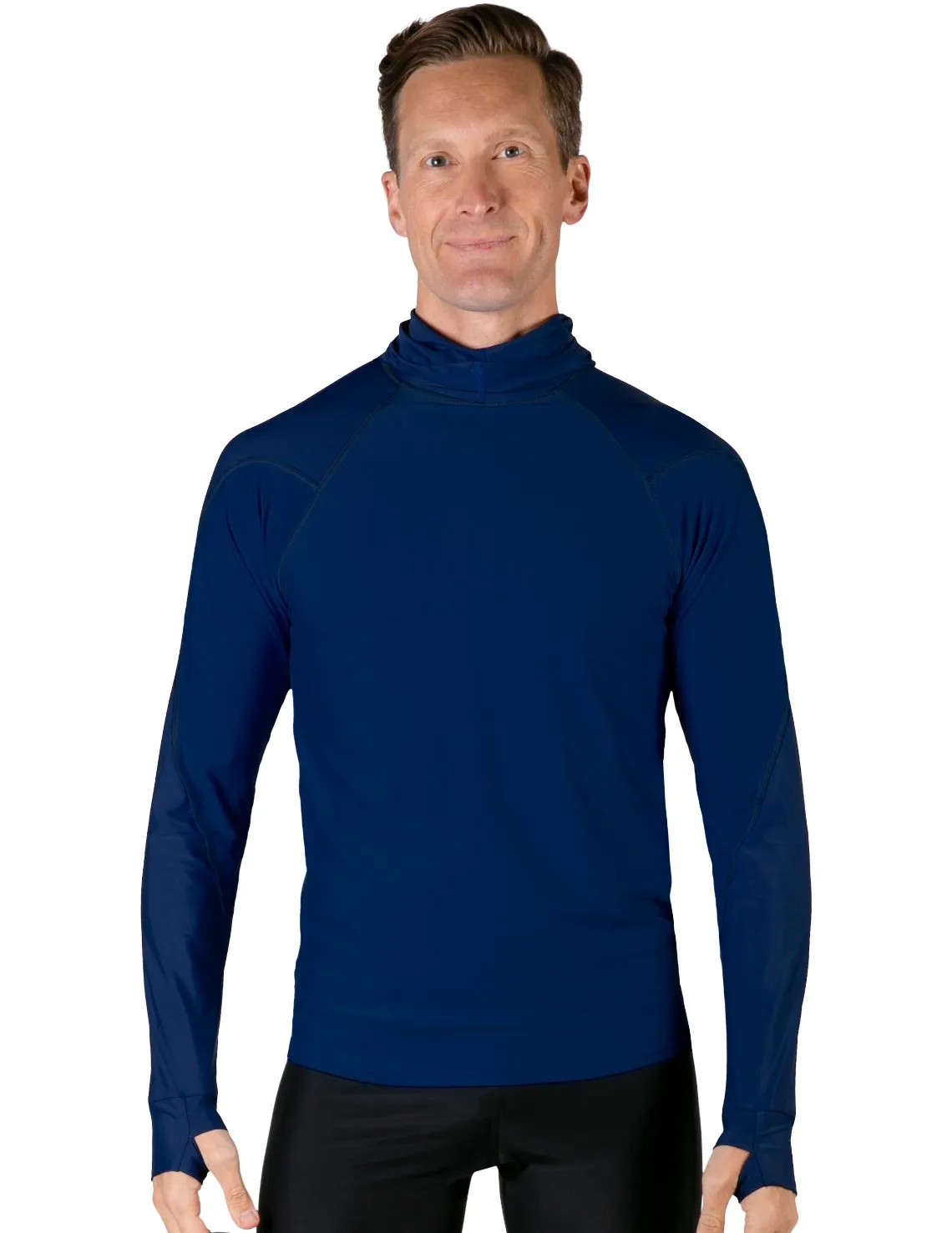 Men's  Swim Crest Rash Guard with Fitted Hoodie - Navy