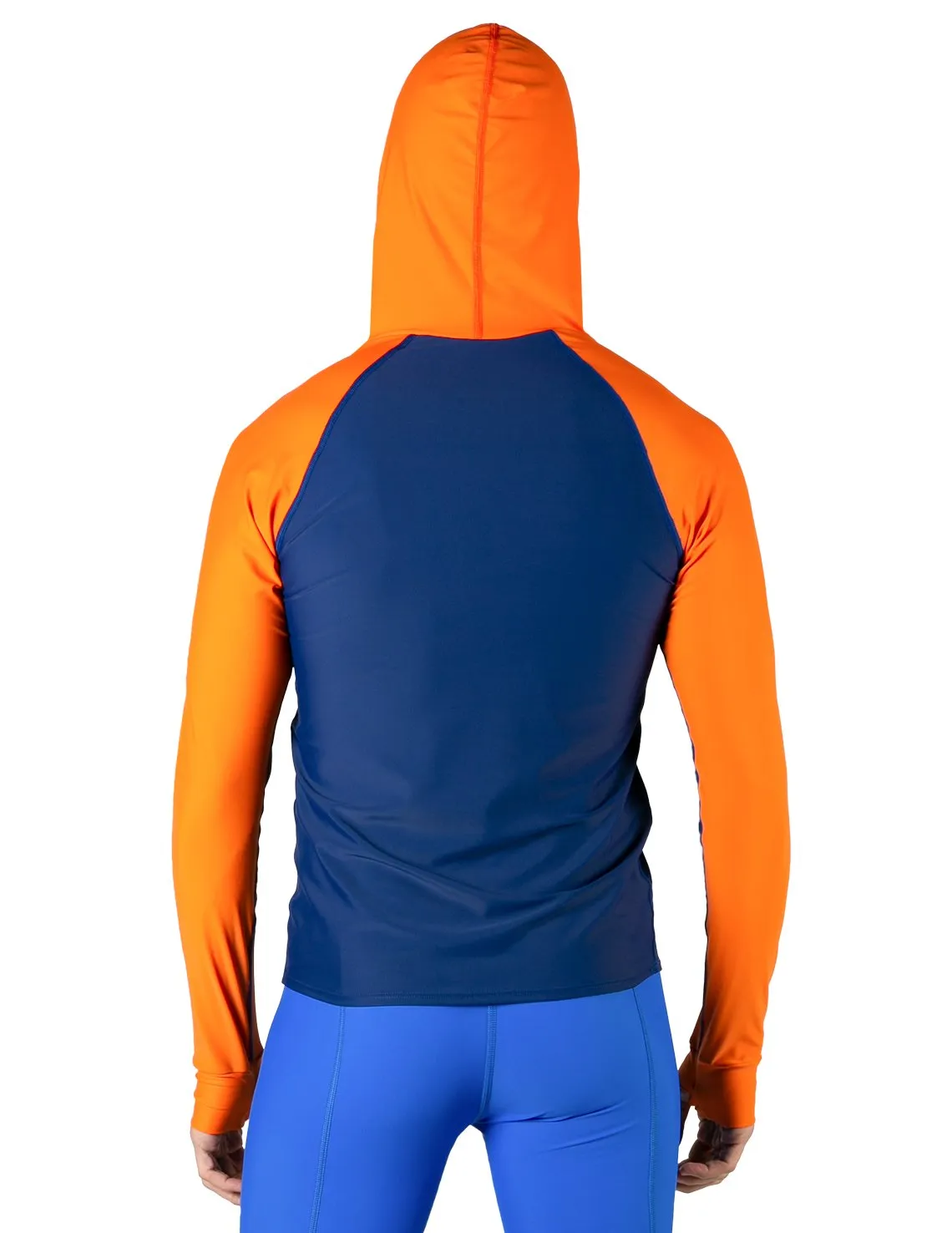 Men's  Swim Crest Rash Guard with Relaxed Hoodie - Navy / Orange