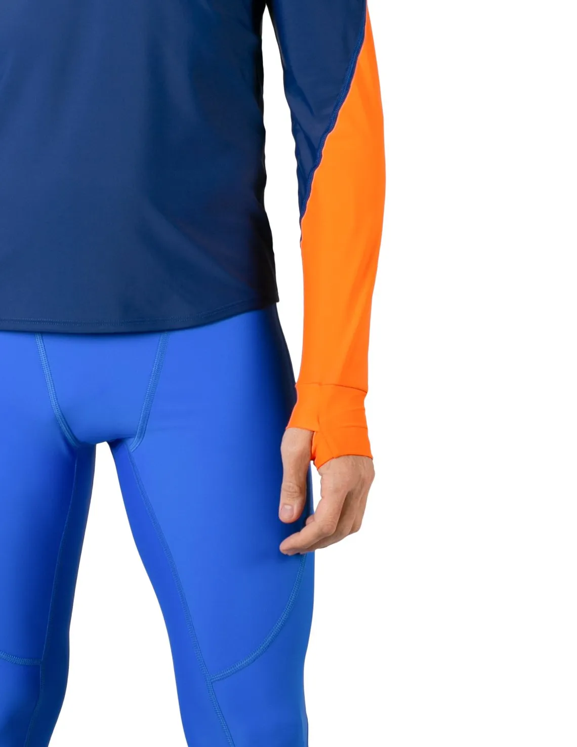 Men's  Swim Crest Rash Guard with Relaxed Hoodie - Navy / Orange