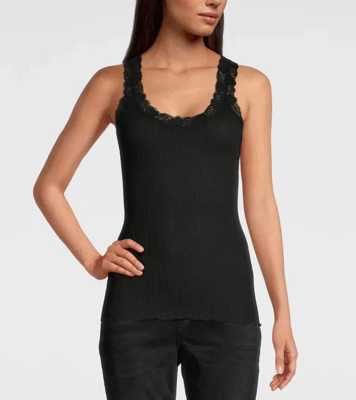 Oscalito Wool and Silk Tank Top with Leavers Lace