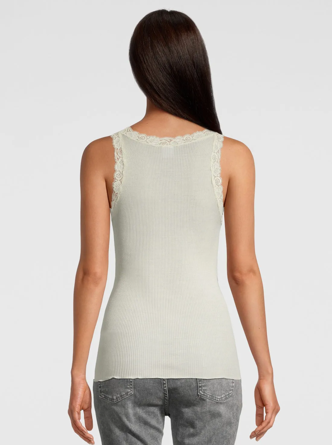 Oscalito Wool and Silk Tank Top with Leavers Lace