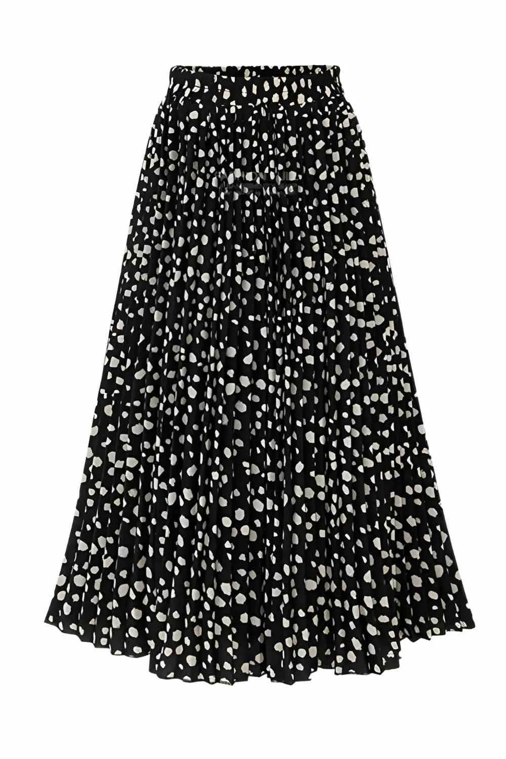 Polka Dot Chiffon Pleated Long Skirt