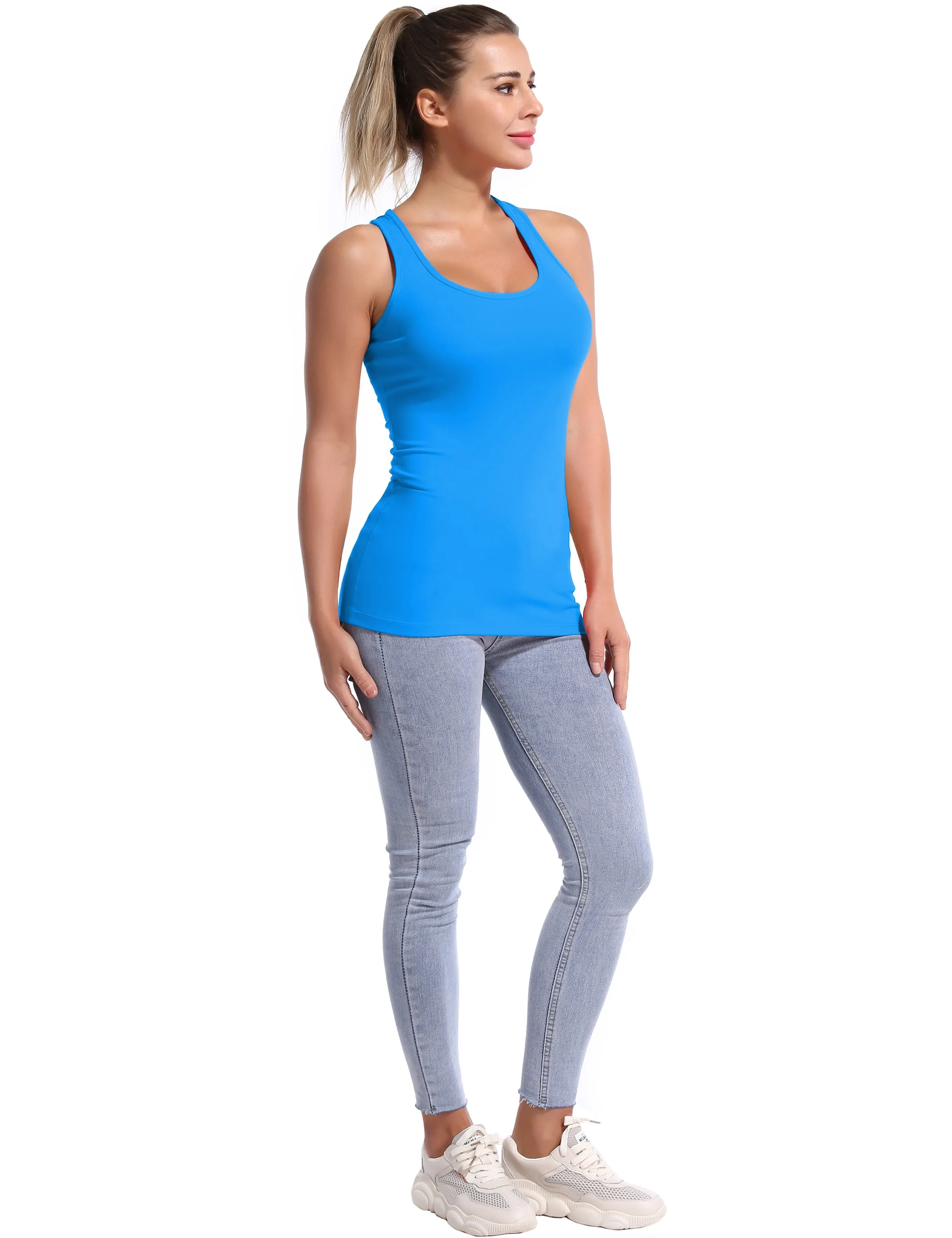 Racerback Athletic Tank Tops deepskyblue_Pilates