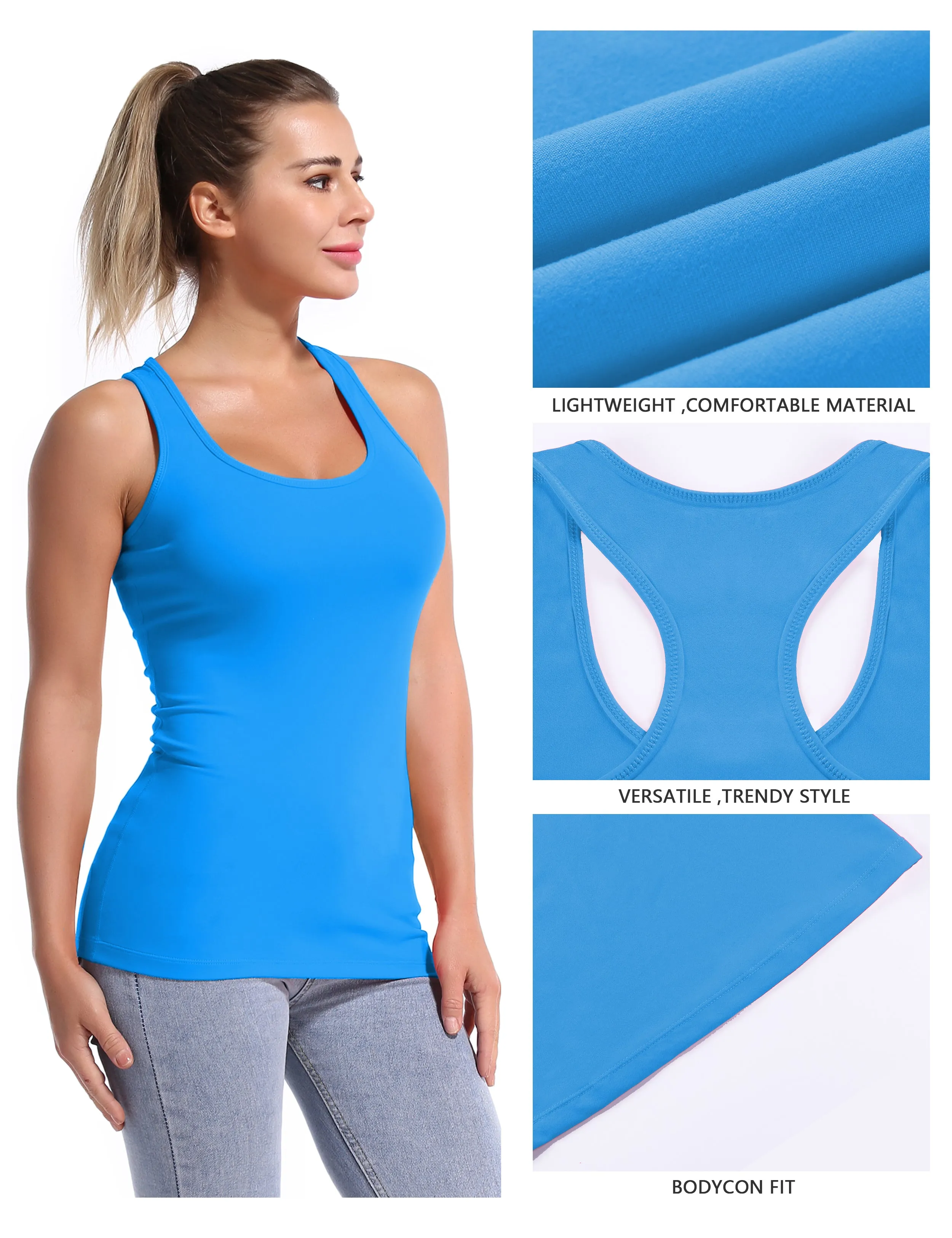 Racerback Athletic Tank Tops electricblue_yogastudio