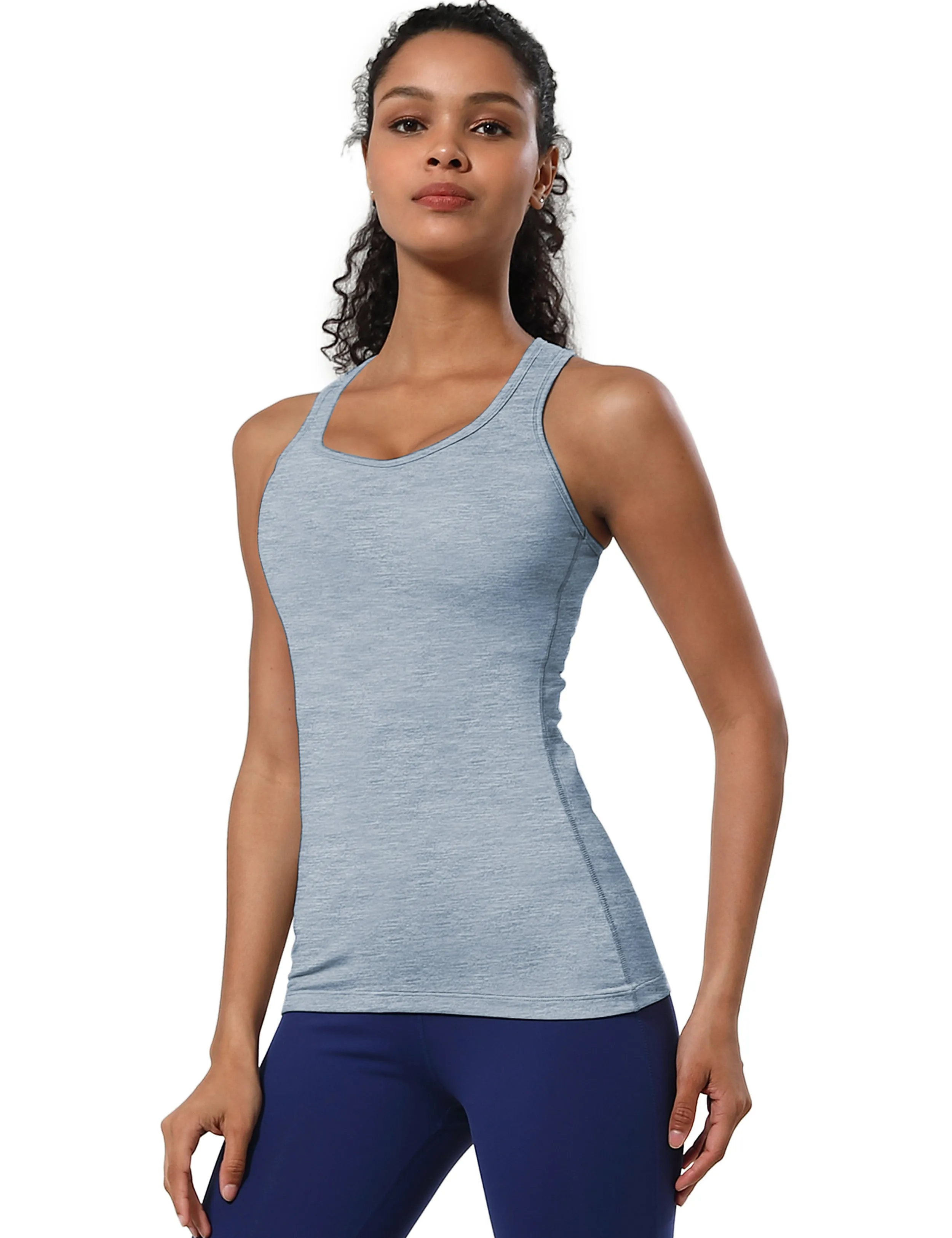 Racerback Athletic Tank Tops heatherblue_Jogging