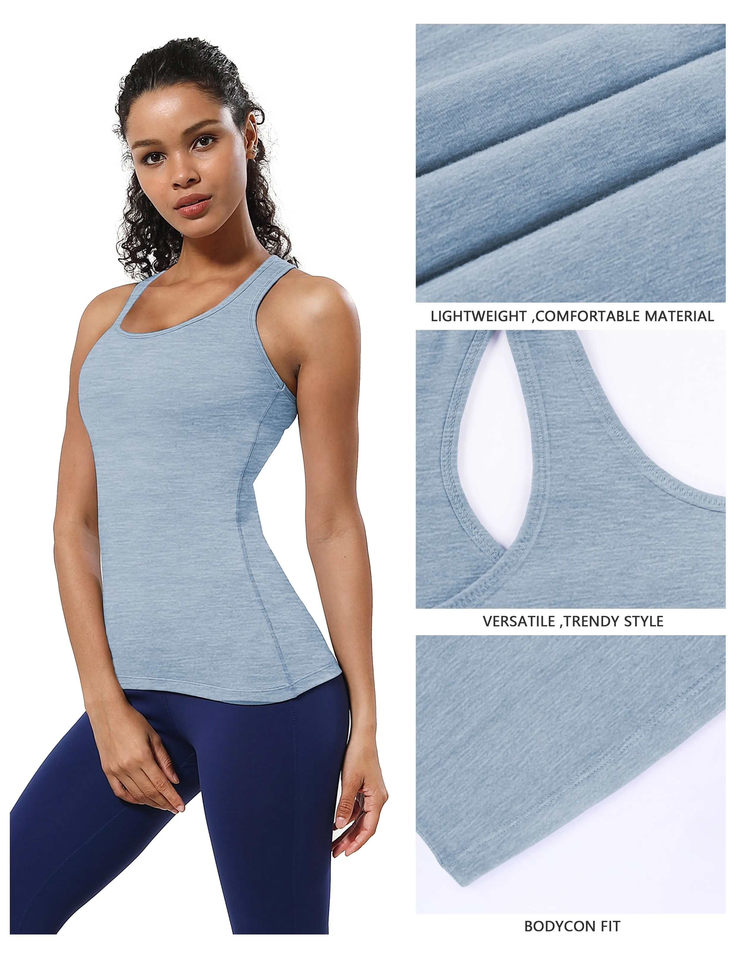 Racerback Athletic Tank Tops heatherblue_Jogging